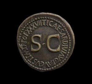 ローマのローマ帝国コイン、AD 35-36（真鍮製オリハルコン）